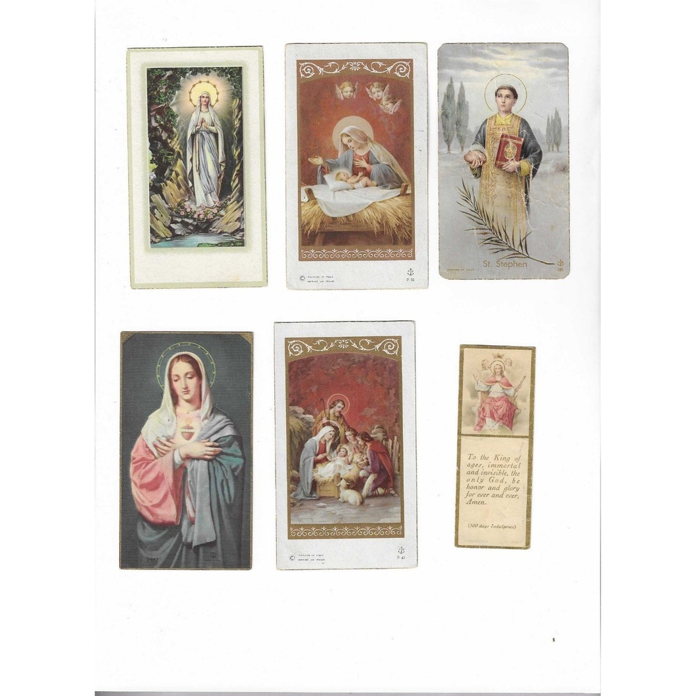 Lot of 6 Vintage Catholic Holy cards or prayer cards used for meditation‎